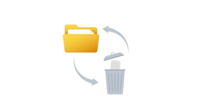File folder with documents deleting and recovering animation