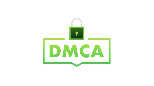 DMCA copyright protection lock and badge icon animation