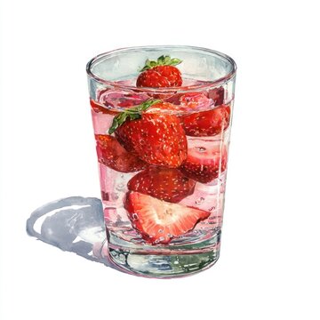 Refreshing strawberry-infused water illustration.