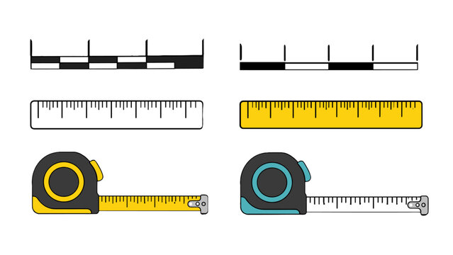 Map scale bars, rulers, and tape measures vector set