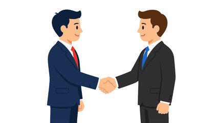 Fototapeta premium Two businessmen shaking hands in a flat vector illustration