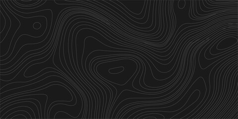 Black topographic map background with abstract contour lines for modern minimalist design. Sleek and detailed abstract topographic map contour lines. © Creative Arts