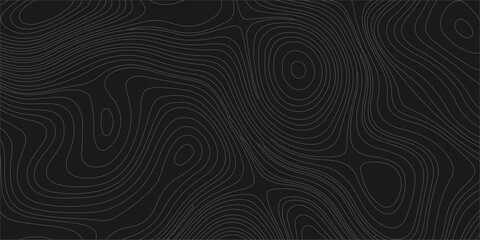 Black topographic map background with abstract contour lines for modern minimalist design. Sleek and detailed abstract topographic map contour lines. © Creative Arts