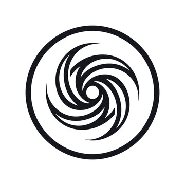 Black swirl spiral graphic design element.