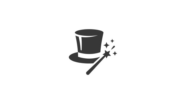 Black top hat and magic wand.