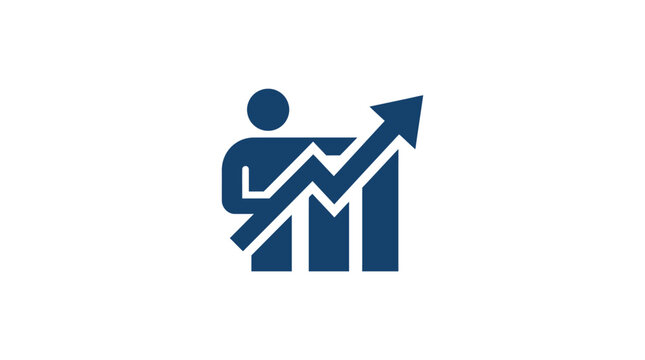 A business man holding a growing chart graph