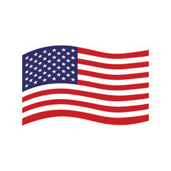 American waving flag on white background. USA flag Flat vector illustration. Basic American waving flag clipart   © Maulanii SM