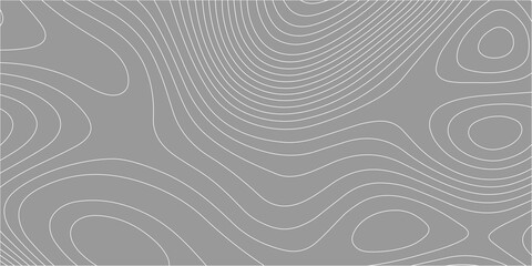Grey abstract topographic map background with white contour lines creating a minimalist wavy line pattern backdrop. White topographic contour lines across a solid grey backdrop, a geographic map © Creative Arts