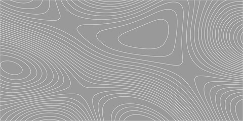 Grey abstract topographic map background with white contour lines creating a minimalist wavy line pattern backdrop. White topographic contour lines across a solid grey backdrop, a geographic map © Creative Arts
