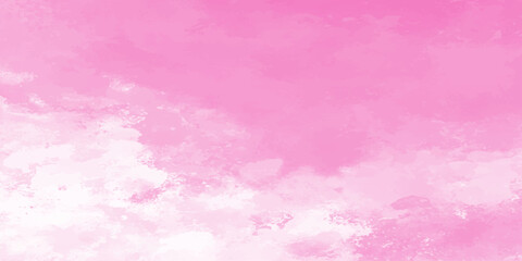 Fototapeta premium Vibrant pink watercolor texture background romantic abstract pastel paint wash horizontal banner for greeting card