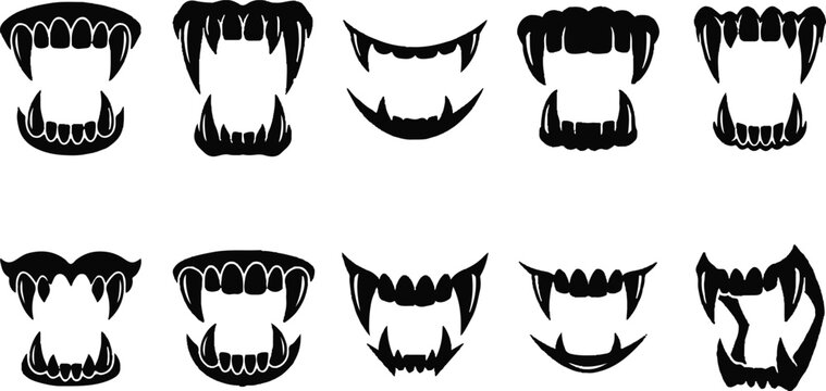 Black vampire fangs teeth icons