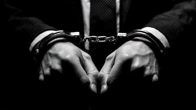 businessman in handcuffs. dark theme