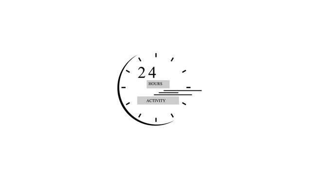 Clock face, 24 hour, minimalist design, modern aesthetic, white background