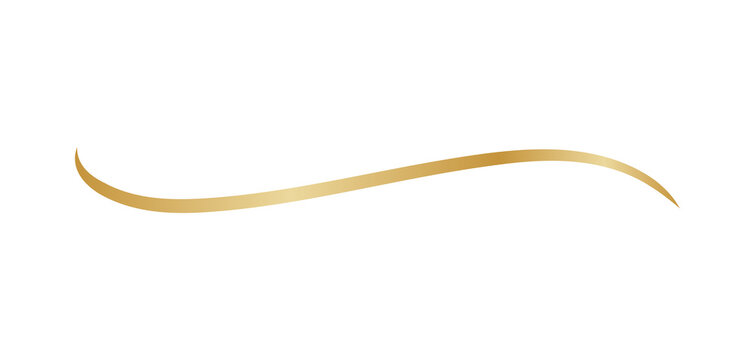Elegant golden swoosh wave line isolated on transparent background