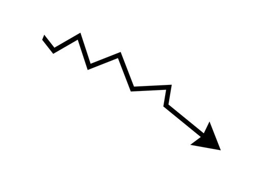 Downward zigzag arrow symbol. Modern decline indicator. Business trend design for finance, reports and market analysis