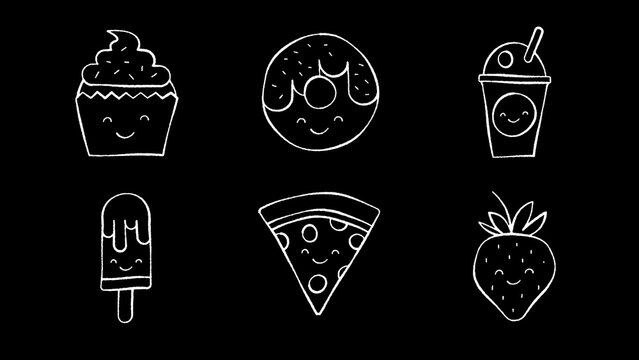 Cute Food Hand Drawn Doodle Overlay