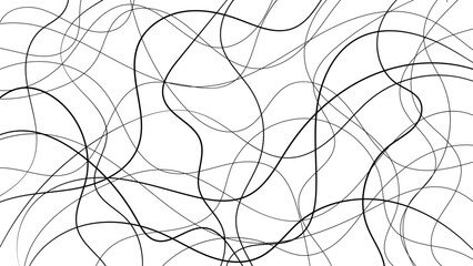 Fototapeta premium Abstract Black Curved Line Pattern on White Minimal Artistic Background. Elegant Random Curved Line Mesh with Modern Monochrome Abstract Design.