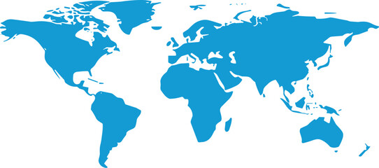 Obraz premium Blue World Map Silhouette On White Background globe