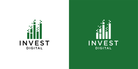 Fototapeta premium Financial investment digital building skyline logo.