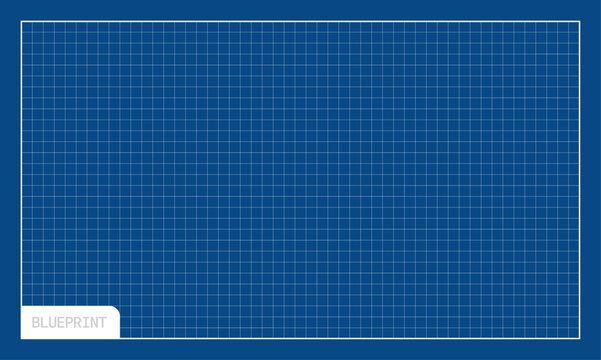 Blue Blueprint Background with Technical Grid Pattern, Engineering Draft Layout and Architectural Graph Paper Vector Template