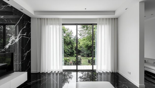 Modern Living Room Interior with Large Window Natural Light Wooden Floor and Contemporary Home Design
