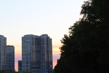 Sunset in the city, beautiful night view of the city of Kyiv, Ukraine © Iryna