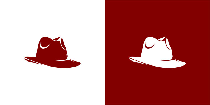 Minimalist felt fedora hat silhouette for fashion branding.
