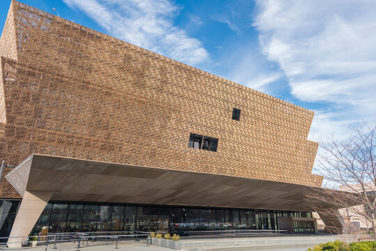 Washington, DC, US-February 10, 2023: National Museum of African American History and Culture on the National Mall was opened in 2016 during the presidency of Barack Obama.