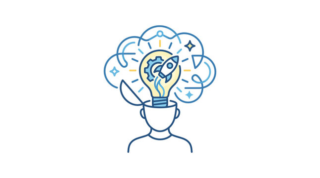 Creative Thinker Generating Innovative Ideas, Lightbulb Concept, Brainstorming, and New Concepts