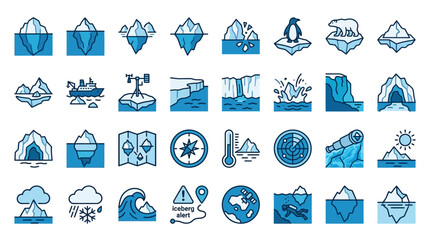 Iceberg and Arctic Exploration Icon Set © yuppi