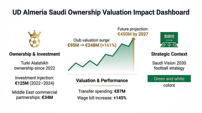 Ud almeria saudi ownership valuation impact dashboard with investment injection and future performance projections