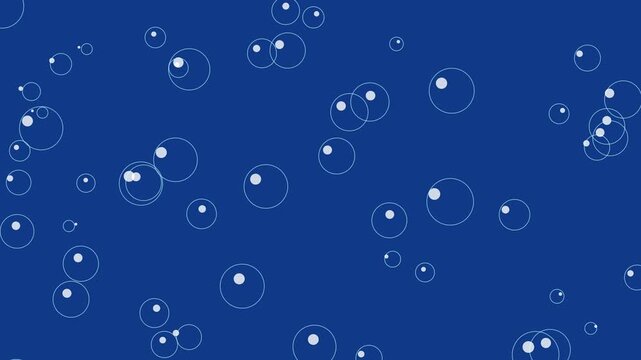 Abstract blue animation 4k background, with floating white, circles and bubbles, motion