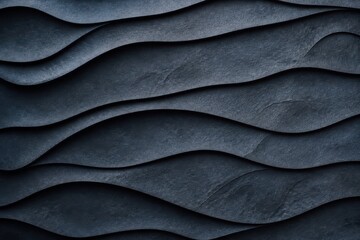 Fototapeta premium Dark gray layered abstract background with wavy texture