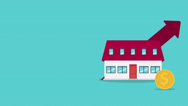 Real Estate Investment Growth Animation with Rising Property Value and Financial Return
