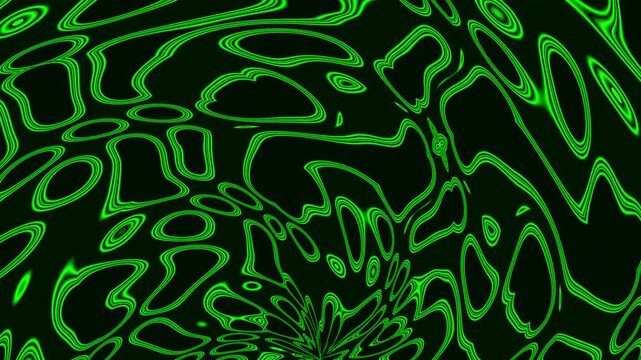 A vibrant, glowing abstract pattern featuring dynamic green fluid shapes and wavy lines, creating an energetic and modern digital art background suitable for design projects.