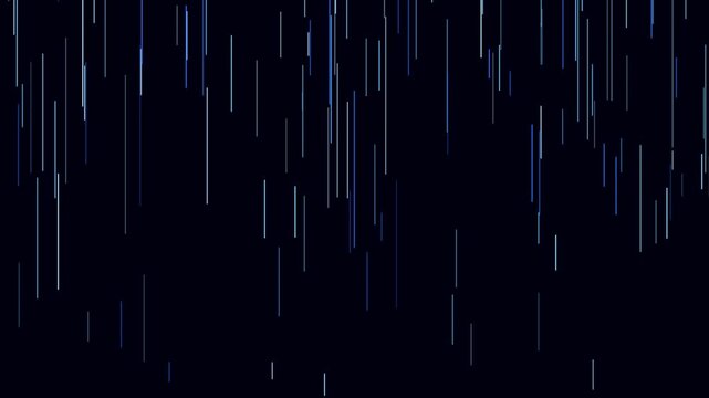 Abstract digital rain animation 4k background, with falling blue, light lines and, data stream motion