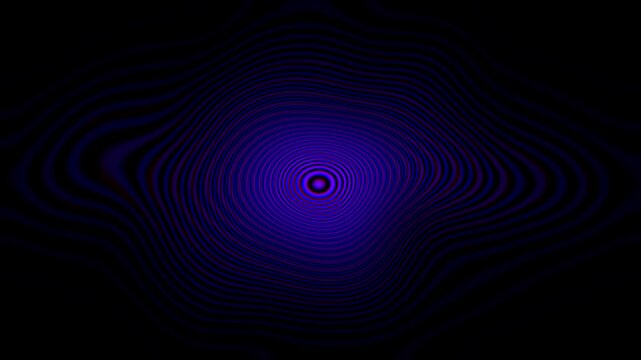 A vibrant abstract digital pattern featuring glowing neon circular ripples on a dark background, creating a hypnotic, futuristic visual effect.