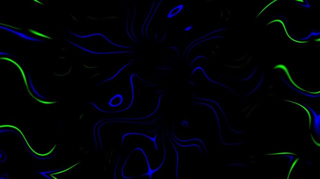 An abstract digital artwork featuring glowing neon lines swirling in darkness, with vibrant red, green, and blue colors creating a dynamic and futuristic visual effect.