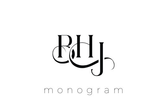 BHJ Elegant Monogram Logo Design With Decorative Lettering