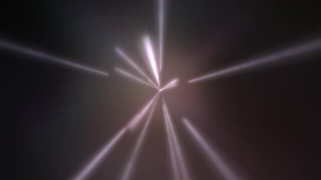 Bright light beams and streaks shooting through a dark sky, creating an atmospheric and cosmic effect with luminous reflections and radiant pathways.