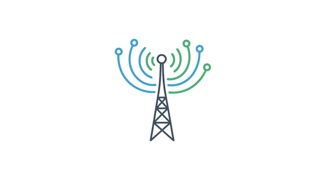 Cellular network tower with signal waves