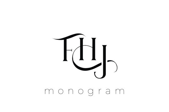 FHJ Elegant Monogram Logo Design With Decorative Lettering