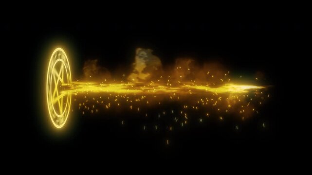Orange Magic Pentagram Energy Beam MOV With Alpha Channel On Transparent Background VFX Animation