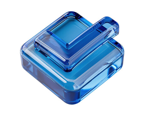 Blue transparent soap container with lid, isolated on transparent