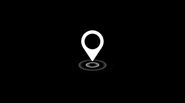 Location pin on black background with ripple effect map marker gps navigation symbol