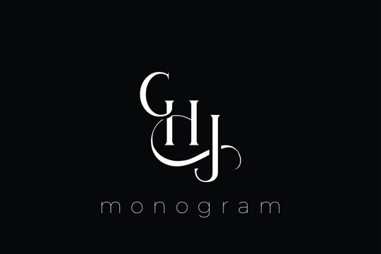 GHJ Elegant Monogram Logo Design With Decorative Lettering