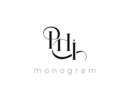 PHI Elegant Monogram Logo Design With Decorative Lettering