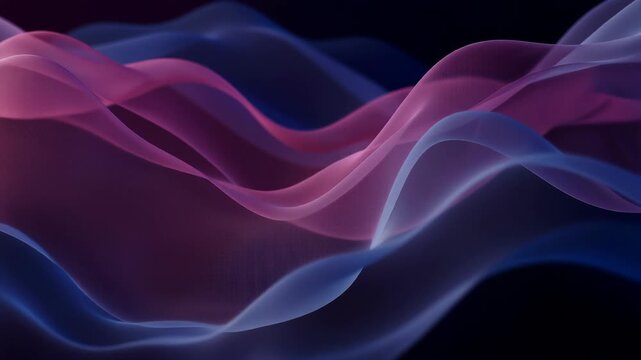 Flowing Abstract Pink Purple Blue Silk Waves on Dark Background Seamless Loop