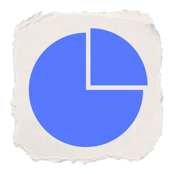 Pie chart png icon sticker, ripped paper design, transparent background