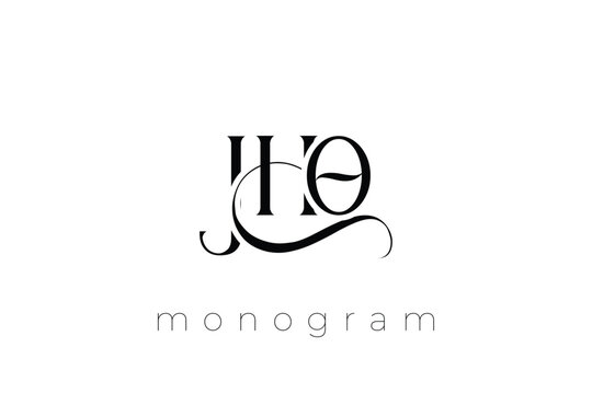 JHO Elegant Monogram Logo Design With Decorative Lettering